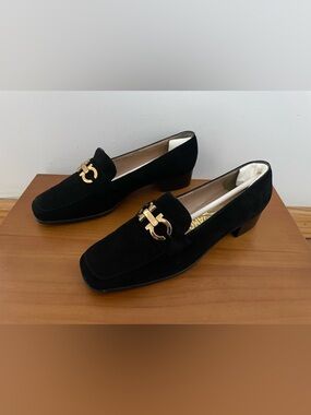 Salvatore Ferragamo Black Suede Loafers